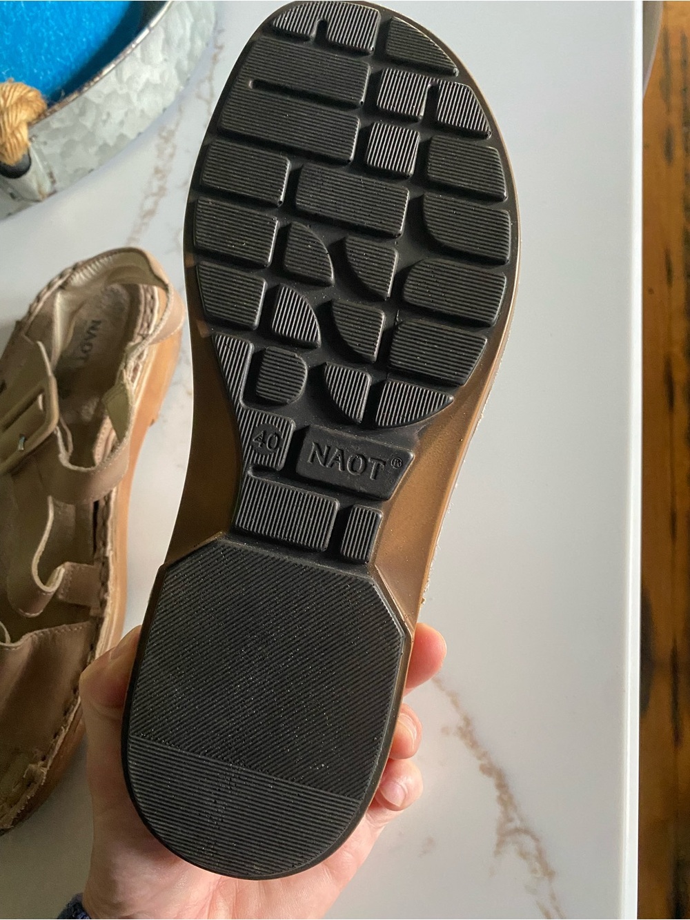 NAOT size 40 9 9.5 Tan Leather Sandals with Adjustable Buckle - Picture 5 of 5
